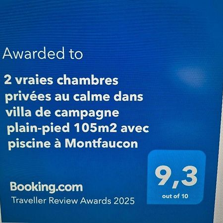 2 Vraies Chambres Privees Au Calme Dans Villa De Campagne Plain-Pied 105M2 Avec Piscine A Montfaucon Montfaucon  Exterior photo